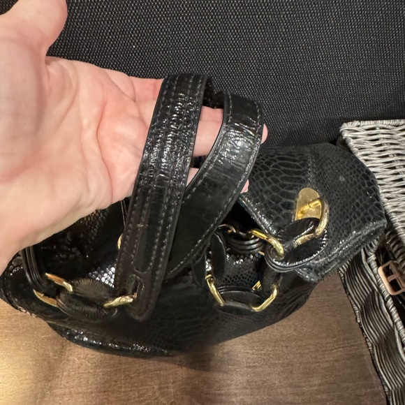 Michael Kors Shiny Black Sequinned Shoulder Bag with Gold Accents - Picture 4 of 10